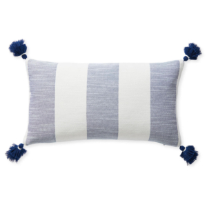 navy and white stripe pillow