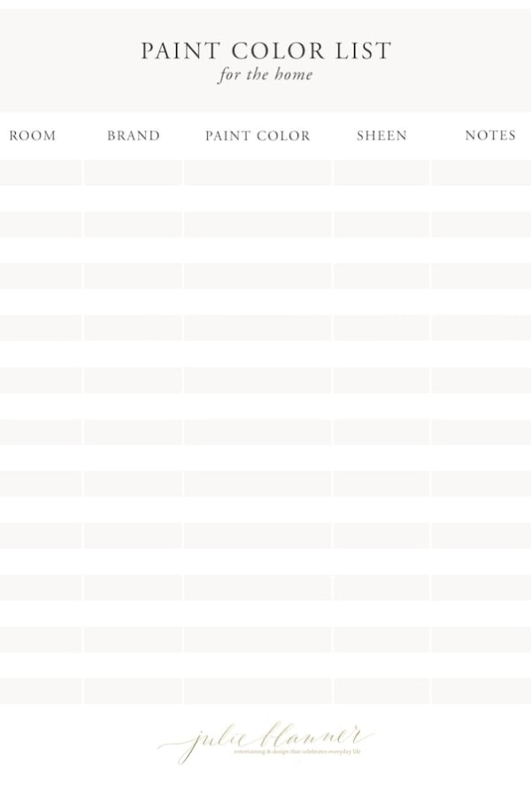 Paint color list print