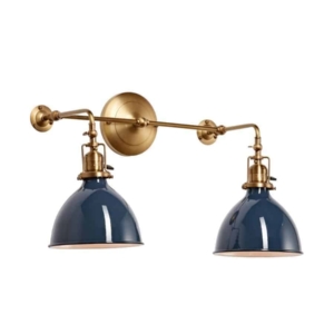 navy and brass 2 light sconce