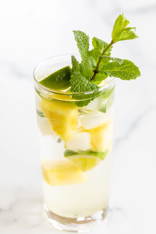 pineapple mojito in highball glass