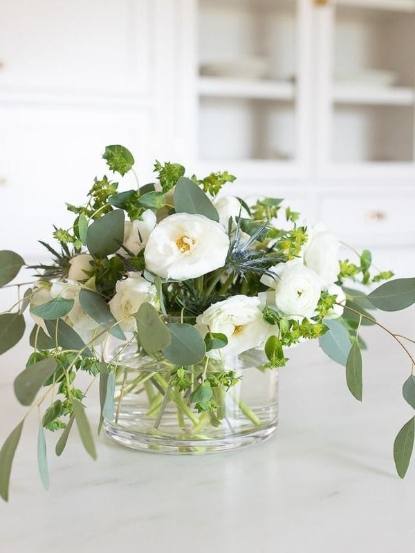 white ranunculus centerpiece