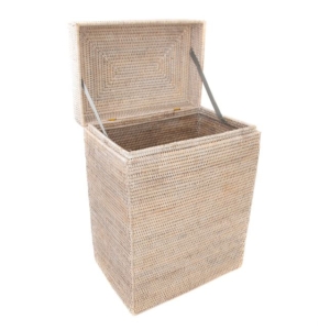 whitewashed rattan hamper