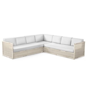 whitewash wicker sectional